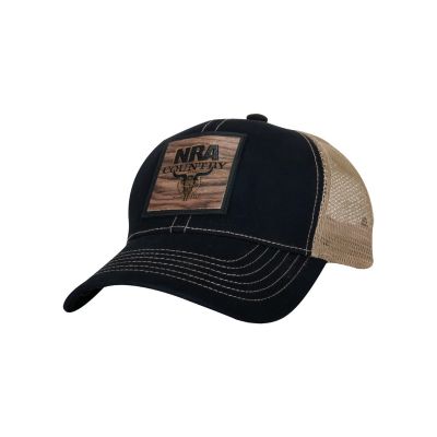 NRA Country Black/Khaki Cap With Wood Grain Logo
