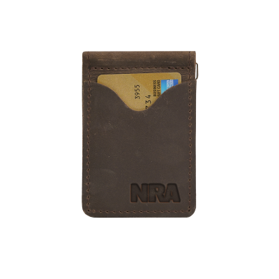 nra leather money clip dbr